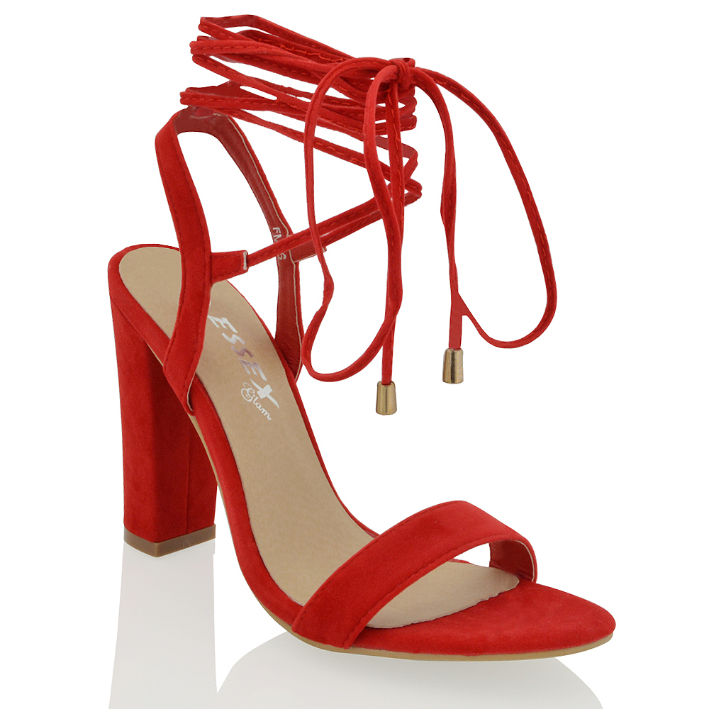 block heel sandals tie up