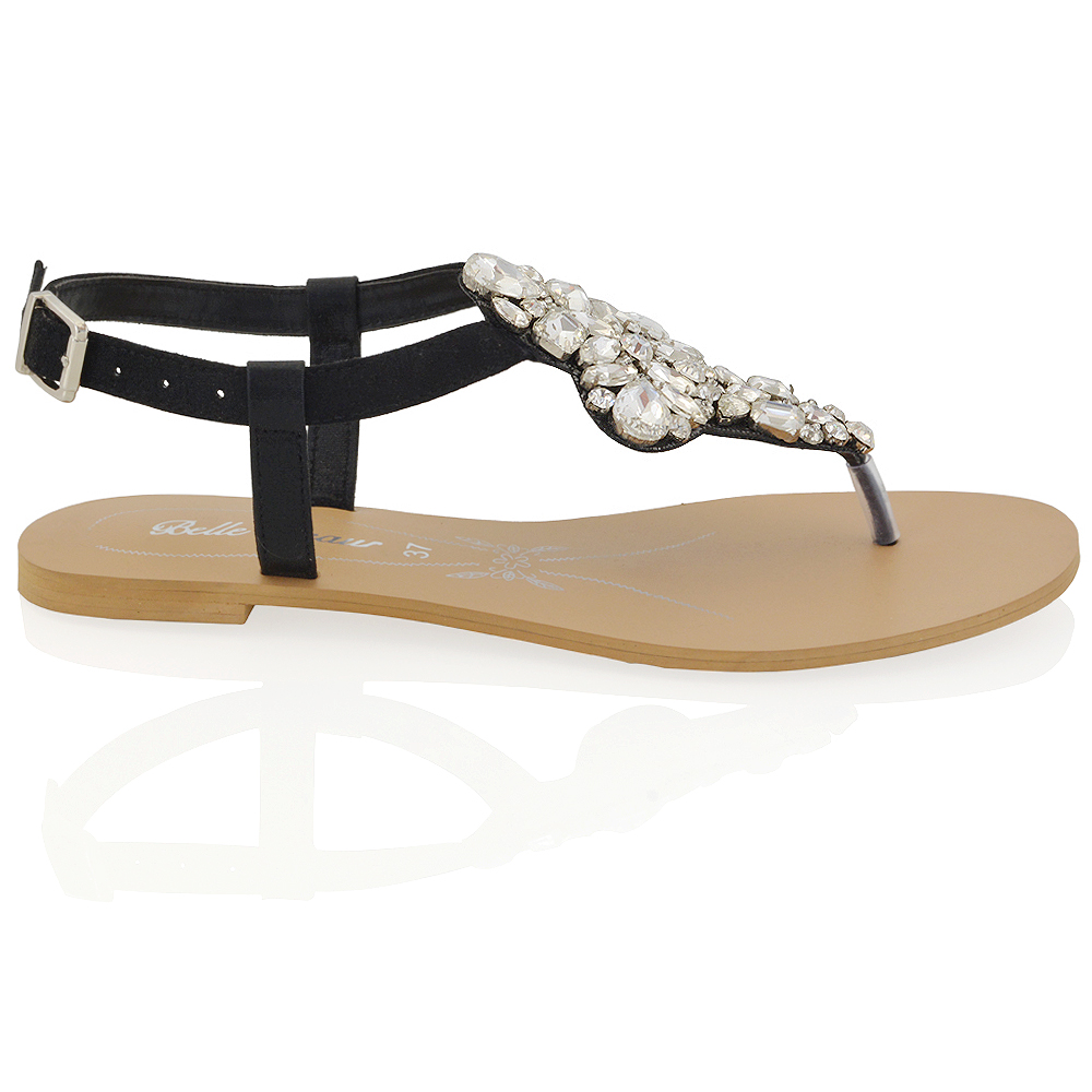 ladies black sparkly sandals