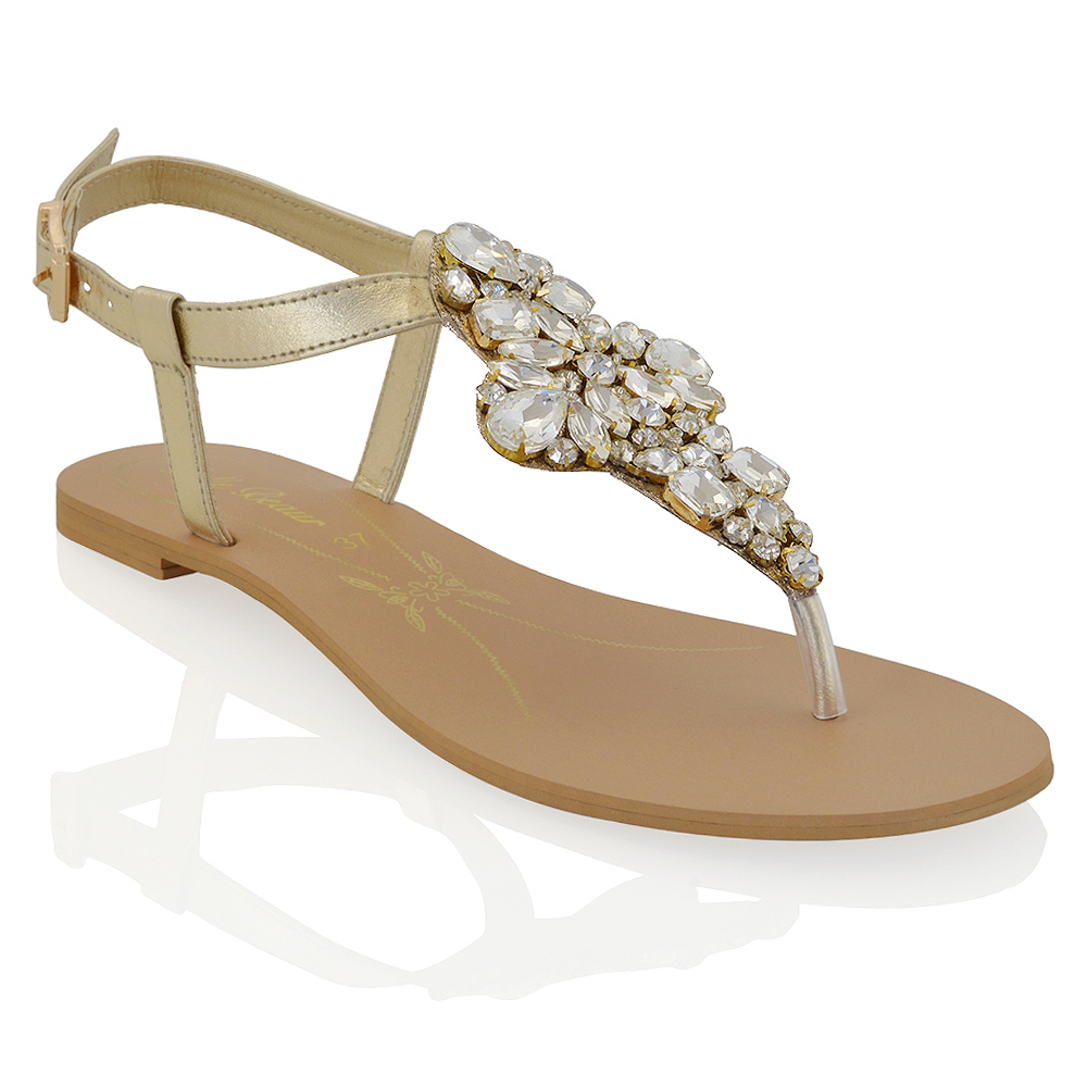 gold sparkly flat sandals