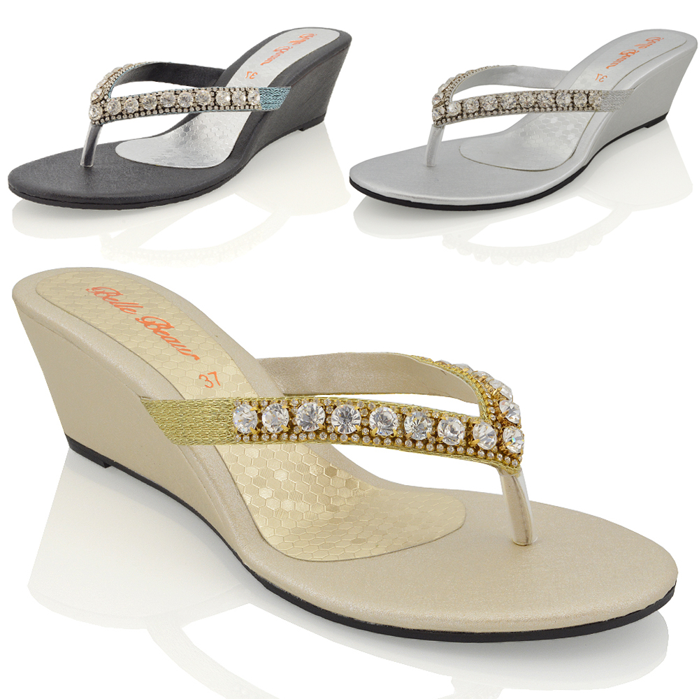 diamante wedge sandals uk