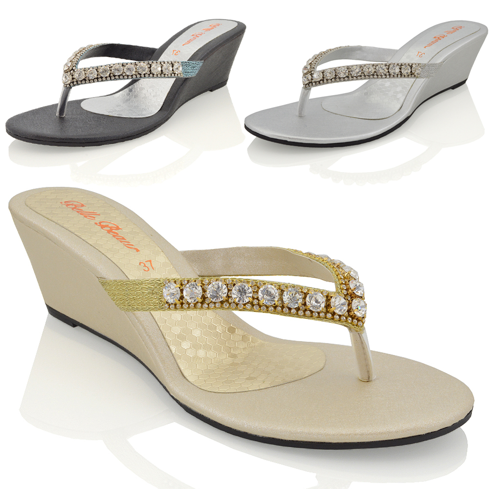womens wedge flip flops