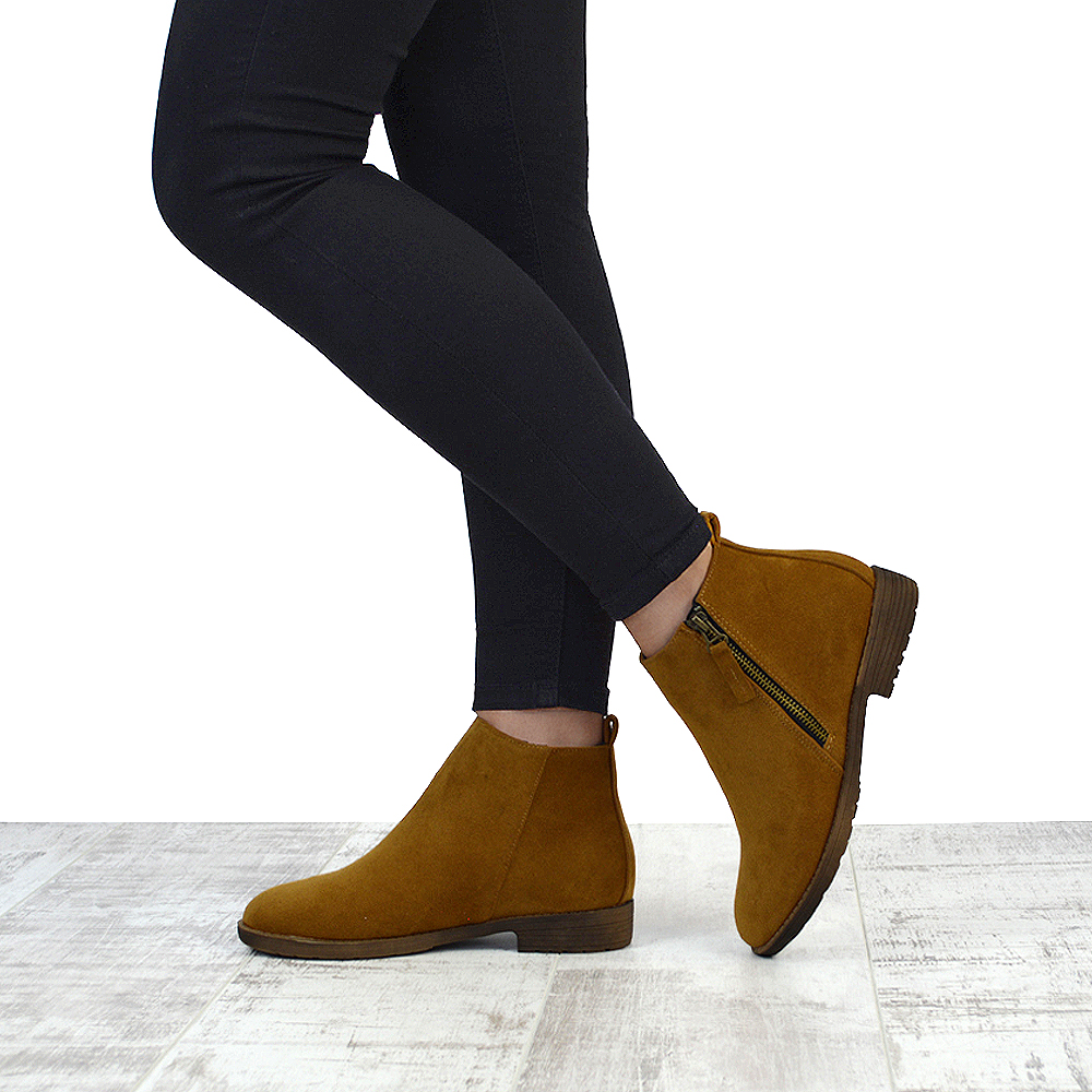 ladies flat suede boots