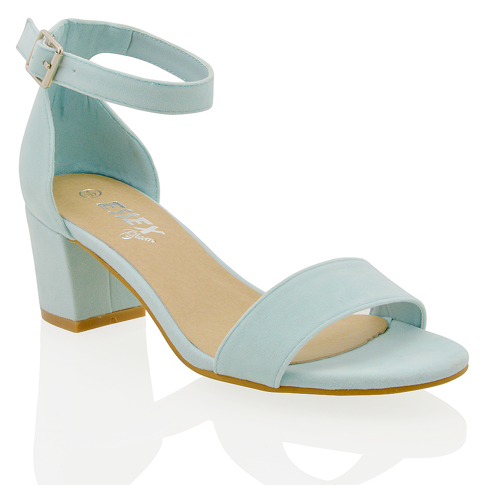 pale blue mid heel shoes