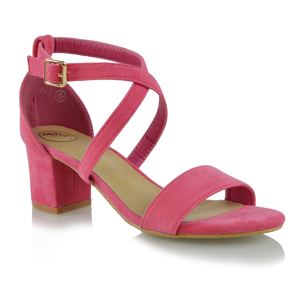 coral low heel sandals