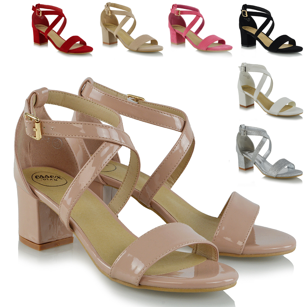 Womens Strappy Sandals Low Mid Heel 