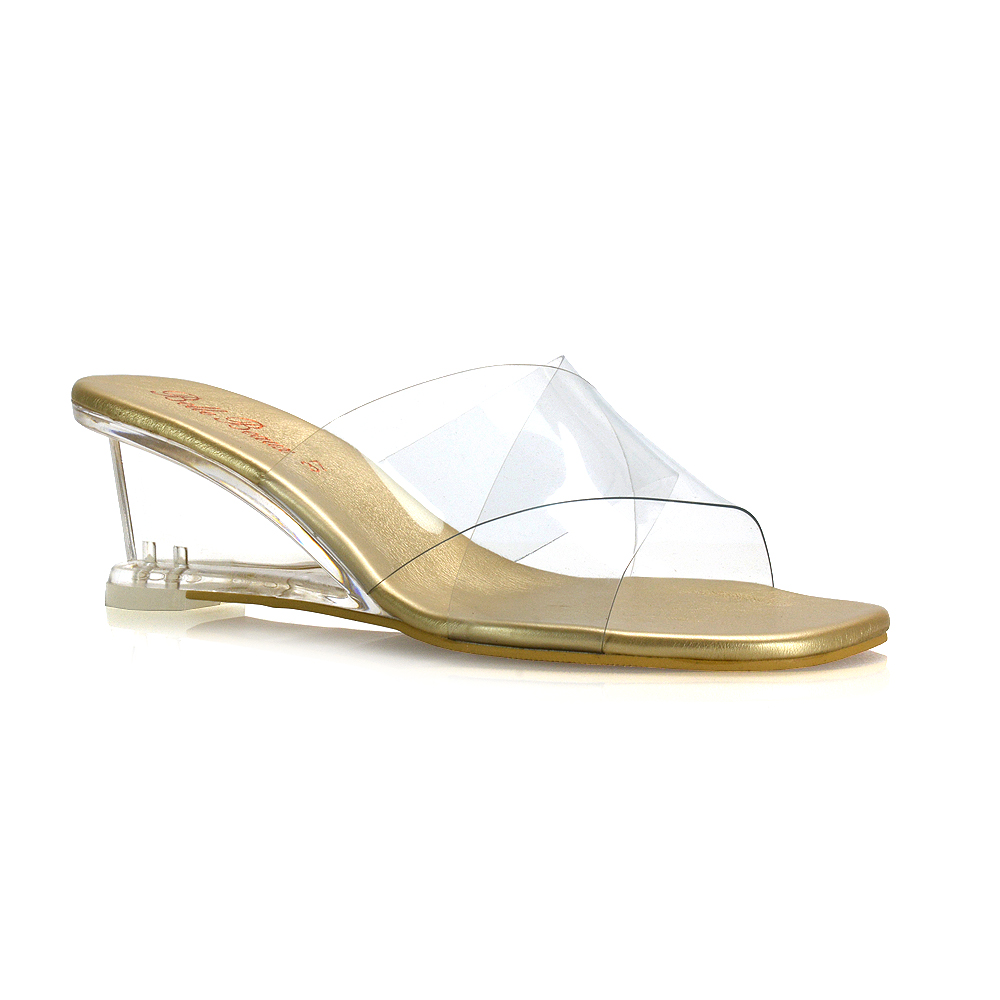 perspex wedge heels
