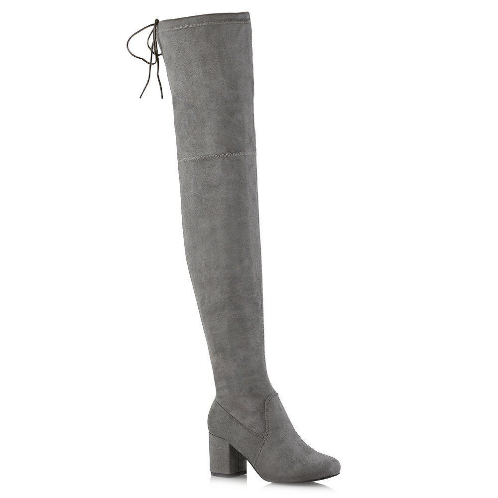 Womens Thigh High Boots Ladies Over The Knee Lace Up Long Low Mid Heel Shoes 3-8 | eBay
